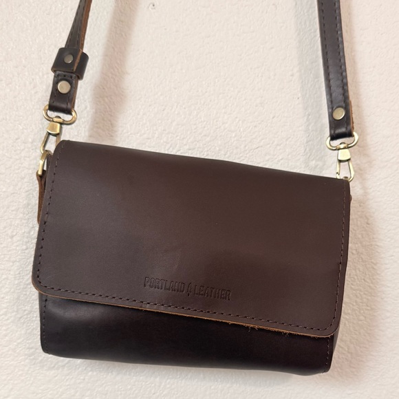 Portland Leather Metro Crossbody Bag- Mini Color: Grizzly - Picture 15 of 15